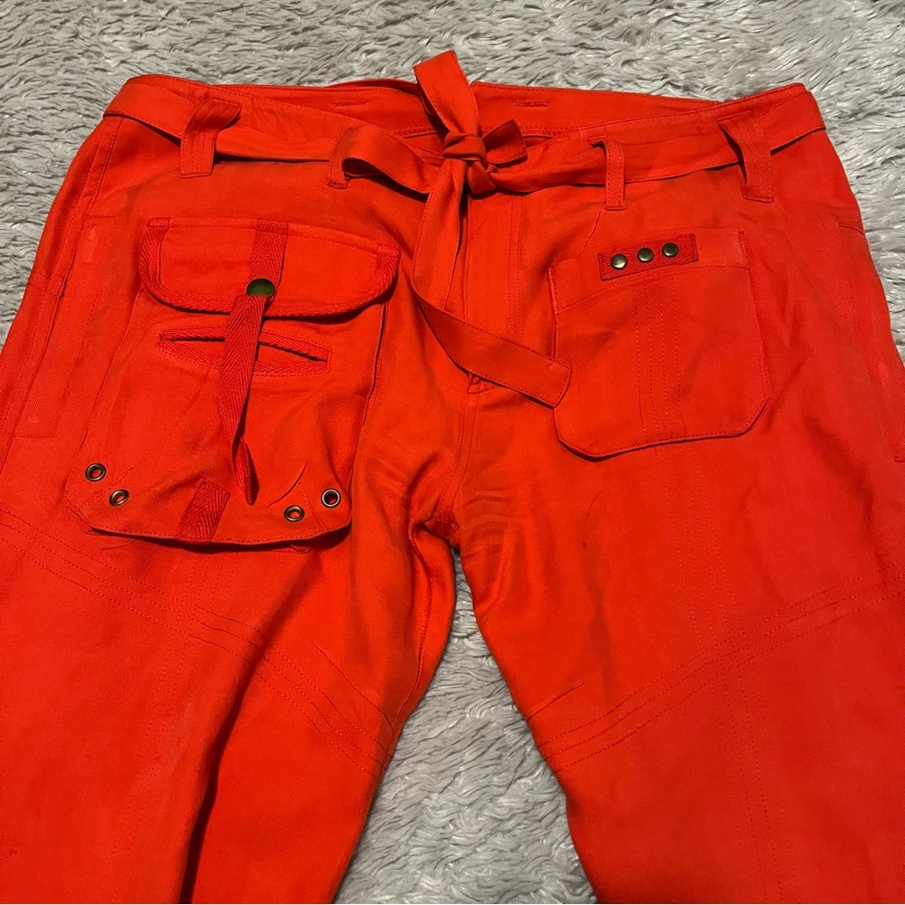Marciano red silk parachute style pants Y2K